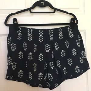 Madewell Drapey Flowerprint Shorts in Navy